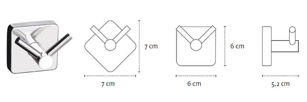 Kapitan Quattro Double Robe and Towel Hook - bath-accessories.co.uk